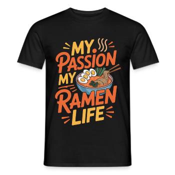 Ramen Ma passion Ma vie de Ramen J’adore la cuisine japonaise - T-shirt homme - noir - Devant - AI Model Male 178 light (178cm)