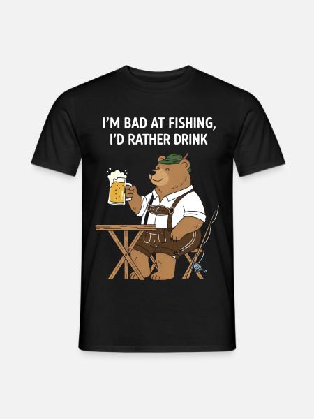 Bayerischer Bär Bier Angeln - Männer T-Shirt - Schwarz