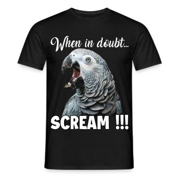 Screaming African grey parrot T, funny parrot - Men's T-Shirt - black - Front - AI Model Male 178 light (178cm)