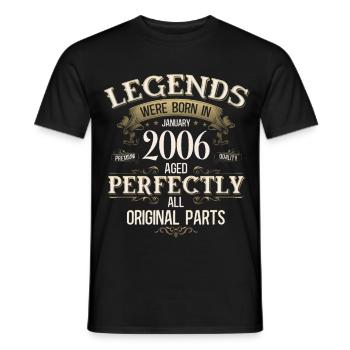 20th Birthday Legend January Vintage 2006 - Men's T-Shirt - black - Front - AI Model Male 178 light (178cm)