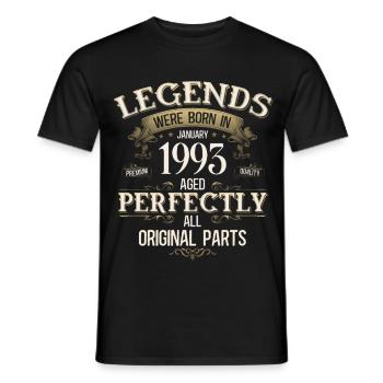 33rd Birthday Legend January 1993 - Men's T-Shirt - black - Front - AI Model Male 178 light (178cm)