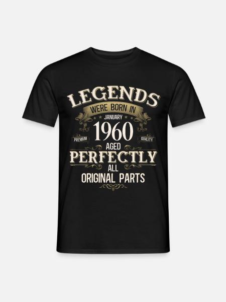 66th Birthday Legend January 1960 - Men's T-Shirt - black