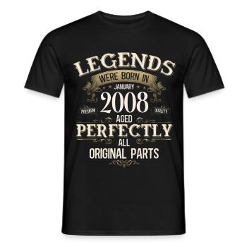 18th Birthday Legend January 2008 - Men's T-Shirt - black - Front - AI Model Male 178 light (178cm)