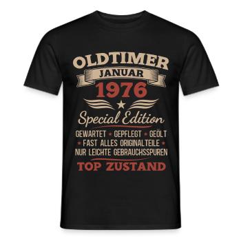 50. Geburtstag Geschenk Oldtimer Januar 1976 - Männer T-Shirt - Schwarz - Vorne - AI Model Male 178 light (178cm)