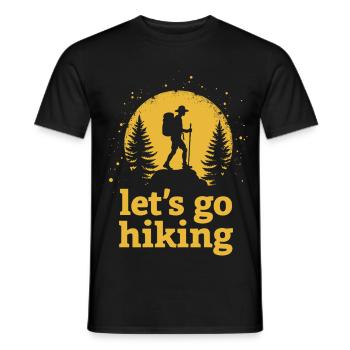 Let's go hiking mountaineer hiker silhouette - Men's T-Shirt - black - Front - AI Model Male 178 light (178cm)