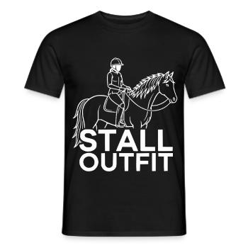 Riding Horse Rider Stable Outfit - Men's T-Shirt - black - Front - AI Model Male 178 light (178cm)