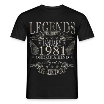 45th Birthday Original January 1981 - Men's T-Shirt - black - Front - AI Model Male 178 light (178cm)