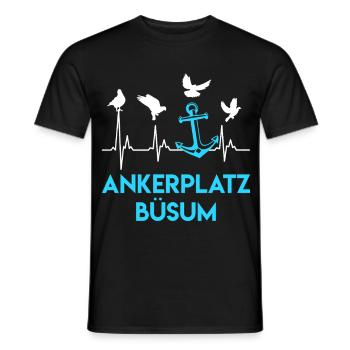 Nordsee Urlaub ANKERPLATZ BÜSUM Lustiges - Männer T-Shirt - Schwarz - Vorne - AI Model Male 178 light (178cm)