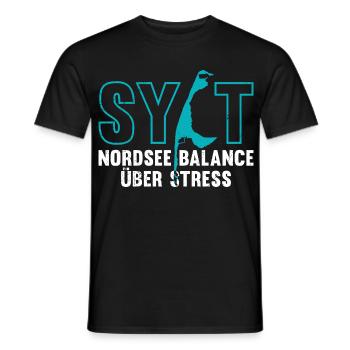 NORDSEE BALANCE ÜBER STRESS Lustiges - Männer T-Shirt - Schwarz - Vorne - AI Model Male 178 light (178cm)