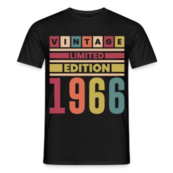 Anniversaire 1966 Vintage Limited Edition Rétro  - T-shirt homme - noir - Devant - AI Model Male 178 light (178cm)