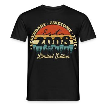 Légendaire depuis 2008 – Cadeau d’anniversaire vintage - T-shirt homme - noir - Devant - AI Model Male 178 light (178cm)