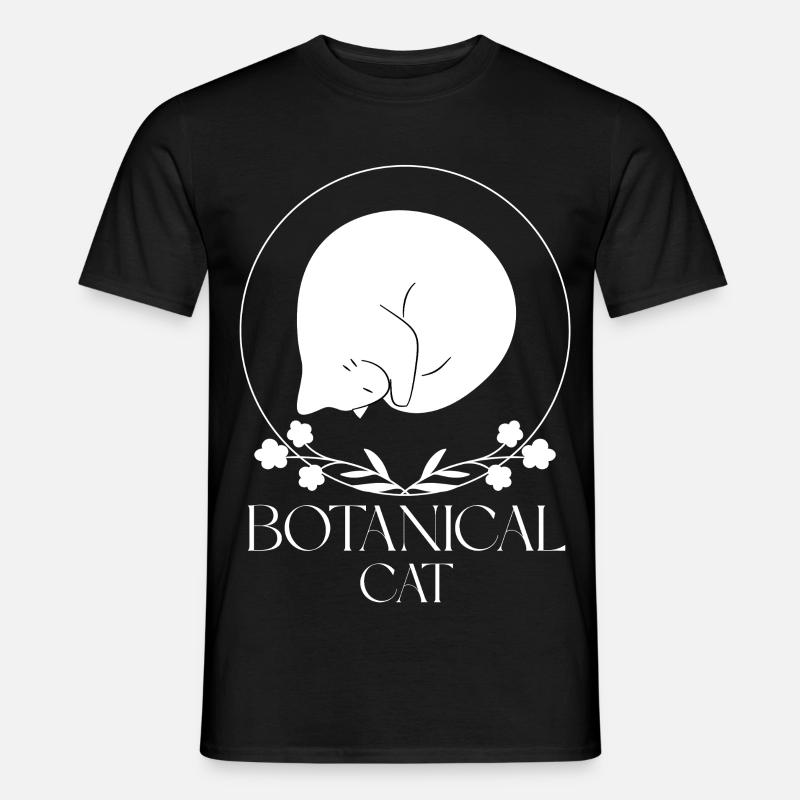 Minimalistische botanische Katze - Männer T-Shirt - Schwarz