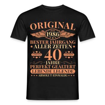 1986 Vintage Born Legend 40th Birthday - Men's T-Shirt - black - Front - AI Model Male 178 light (178cm)