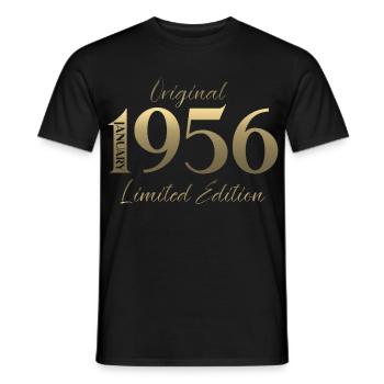 70e anniversaire Original janvier Né en 1956 - T-shirt homme - noir - Devant - AI Model Male 178 light (178cm)
