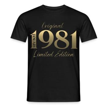 45th Birthday Original January 1981 - Men's T-Shirt - black - Front - AI Model Male 178 light (178cm)