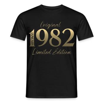 44e anniversaire Original janvier 1982 - T-shirt homme - noir - Devant - AI Model Male 178 light (178cm)