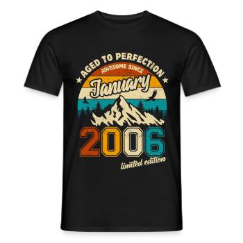 Édition limitée cadeau d’anniversaire de janvier 2006 - T-shirt homme - noir - Devant - AI Model Male 178 light (178cm)