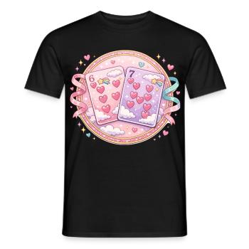 Playing Cards 67 Six Seven Valentine's Day Heart - Men's T-Shirt - black - Front - AI Model Male 178 light (178cm)