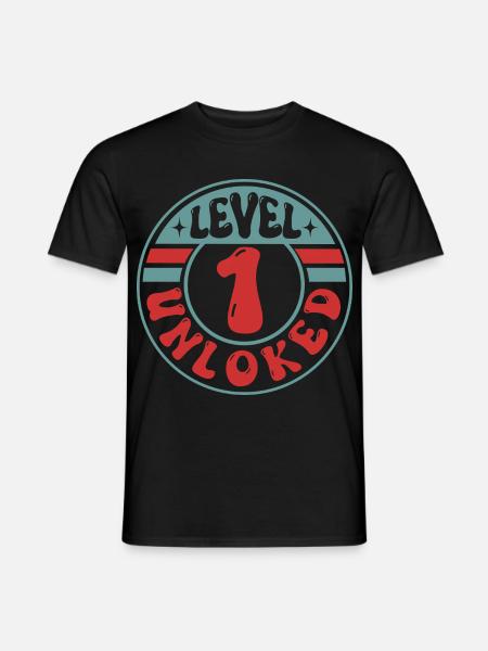 Level 1 Unlocked – Cool Gamer Design - Men's T-Shirt - black