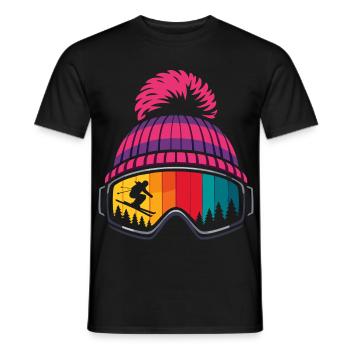 Après Ski Skier Hat Ski Goggles Sports d’hiver - T-shirt homme - noir - Devant - AI Model Male 178 light (178cm)