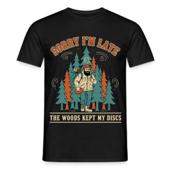 Désolé pour le retard Les bois ont gardé mes disques Disc golf - T-shirt homme - noir - Devant - AI Model Male 178 light (178cm)