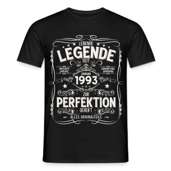 33rd Birthday Legend January 1993 - Men's T-Shirt - black - Front - AI Model Male 178 light (178cm)