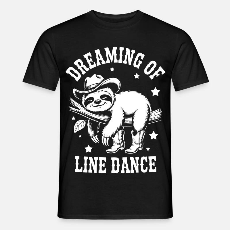 Faultier LineDance Cowboy - Männer T-Shirt - Schwarz