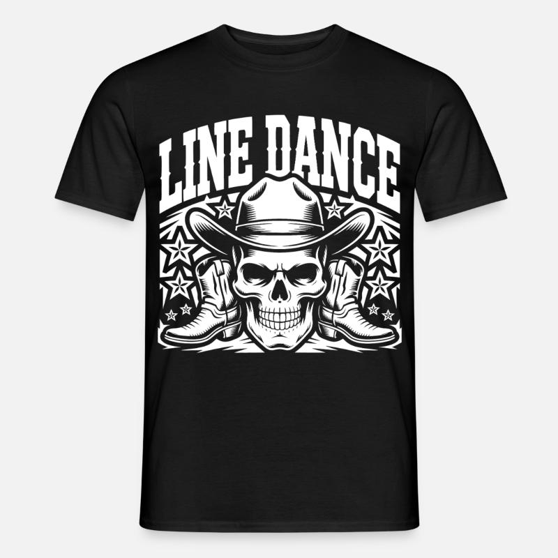 Line Dance Schädel Cowboy - Männer T-Shirt - Schwarz