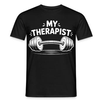 Mein Therapeut Gewichtheben - Männer T-Shirt - Schwarz - Vorne - AI Model Male 178 light (178cm)