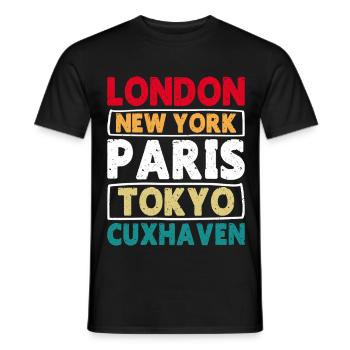 Mer du Nord LONDRES NEW YORK PARIS TOKYO CUXHAVEN - T-shirt homme - noir - Devant - AI Model Male 178 light (178cm)
