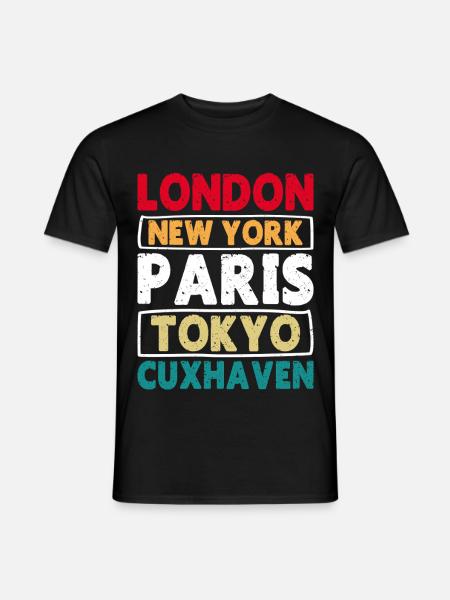 North Sea LONDON NEW YORK PARIS TOKYO CUXHAVEN - Men's T-Shirt - black