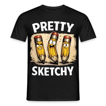 Ziemlich Skizzenhaft Pretty Sketchy Bleistifte - Männer T-Shirt - Schwarz - Vorne - AI Model Male 178 light (178cm)