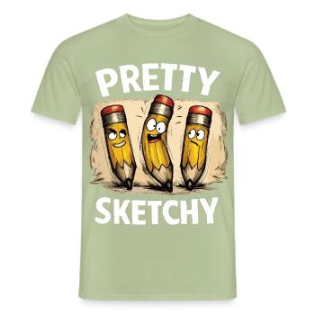 Crayons assez louches Plutôt louches - T-shirt homme - vert sauge - Devant - AI Model Male 178 light (178cm)