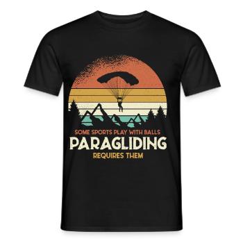 Sunset Paragliding Motif - Men's T-Shirt - black - Front - AI Model Male 178 light (178cm)