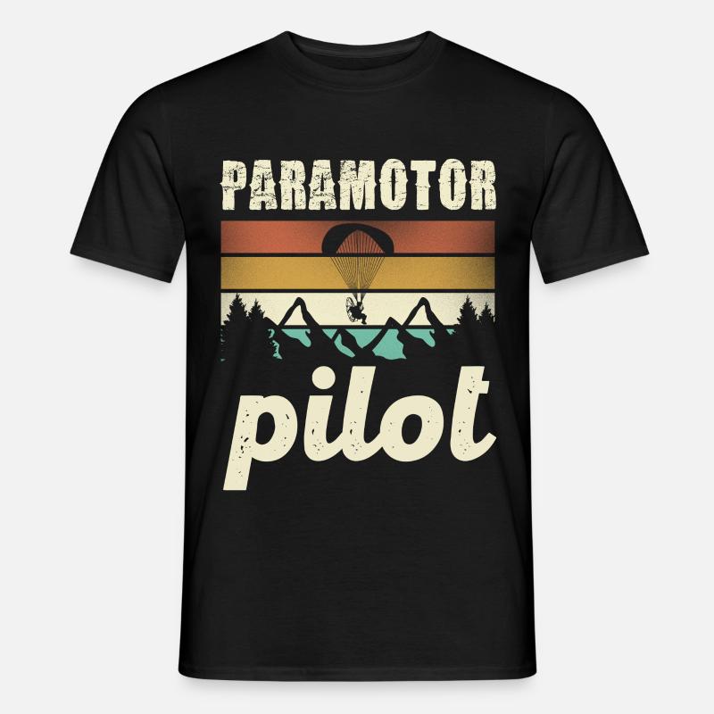 Paramotor Pilot Retro Sunset - T-shirt homme - noir