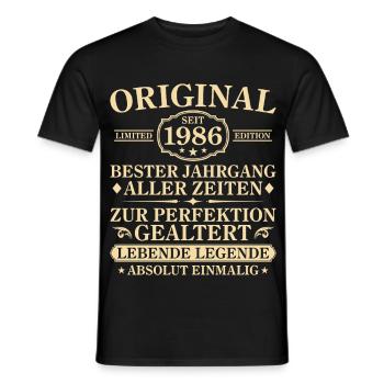 40e anniversaire Vintage 1986 absolument unique - T-shirt homme - noir - Devant - AI Model Male 178 light (178cm)