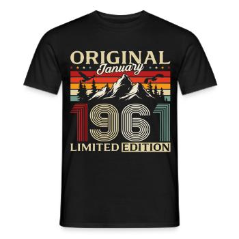65e anniversaire Original janvier 1961 - T-shirt homme - noir - Devant - AI Model Male 178 light (178cm)
