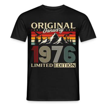 50e anniversaire Original janvier 1976 - T-shirt homme - noir - Devant - AI Model Male 178 light (178cm)
