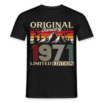55e anniversaire Original janvier Né en 1971 - T-shirt homme - noir - Devant - AI Model Male 178 light (178cm)