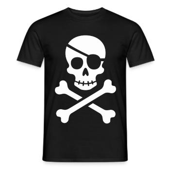 Klassischer Jolly Roger Piraten Totenkopf - Männer T-Shirt - Schwarz - Vorne - AI Model Male 178 light (178cm)