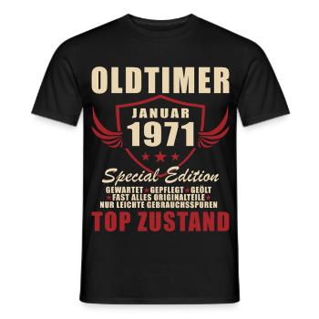 55th Birthday Gift Classic Car January 1971 - Men's T-Shirt - black - Front - AI Model Male 178 light (178cm)