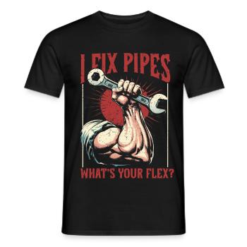 Constructeur de pipelines Pipelayer I Fixe les tuyaux - T-shirt homme - noir - Devant - AI Model Male 178 light (178cm)