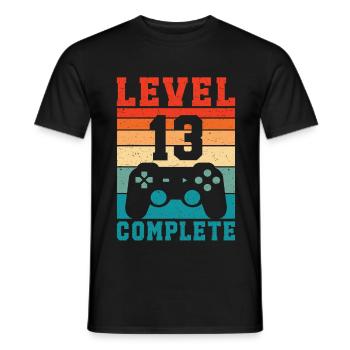 13th Birthday Level 13 Complete 13 Years Gamer - Men's T-Shirt - black - Front - AI Model Male 178 light (178cm)