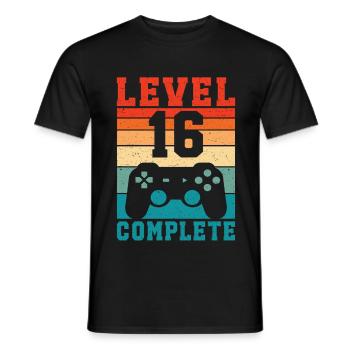 16. Geburtstag Level 16 Complete 16 Jahre Gamer  - Männer T-Shirt - Schwarz - Vorne - AI Model Male 178 light (178cm)