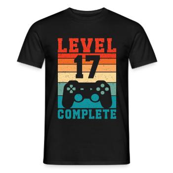 17. Geburtstag Level 17 Complete 17 Jahre Gamer  - Männer T-Shirt - Schwarz - Vorne - AI Model Male 178 light (178cm)