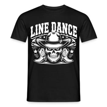 Line Dance Skull Cowboy - Men's T-Shirt - black - Front - AI Model Male 178 light (178cm)