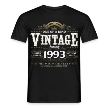 33rd Birthday Vintage January Vintage 1993 - Men's T-Shirt - black - Front - AI Model Male 178 light (178cm)