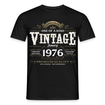 50e anniversaire Millésime janvier 1976 - T-shirt homme - noir - Devant - AI Model Male 178 light (178cm)