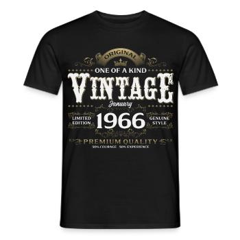 60e anniversaire Millésime janvier 1966 - T-shirt homme - noir - Devant - AI Model Male 178 light (178cm)
