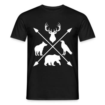 Waldtiere Wildnis Hirsch Wolf Bär Pfeile - Männer T-Shirt - Schwarz - Vorne - AI Model Male 178 light (178cm)
